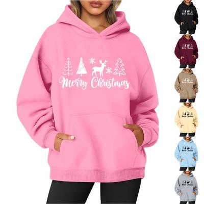 Женская толстовка с круглым вырезом и длинными рукавами с рождественским принтом