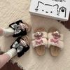Knock Well and Wear Cute Shirley Rose Fluffy Slippers for Women's 2025 Autumn and Winter Home Wear Warm and Versatile One-word Cotton Slippers