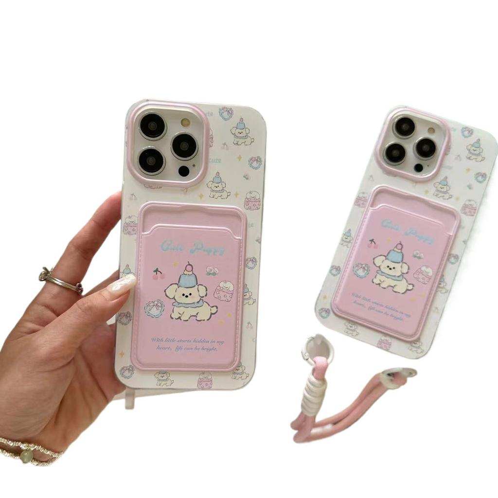 Визитница Happy Puppy совместима с защитным чехлом для iPhone 16 Pro Max 14 и мультяшным чехлом для телефона iPhone 15