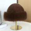 Faux Fur Winter Bucket Hat Solid Color Soft Texture Thickened Warm Plush Hat Gentle Feel Winter Headwear