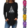 Футболки для женщин, осенние повседневные рубашки с длинным рукавом, толстовка с рождественским принтом, топ, пуловер