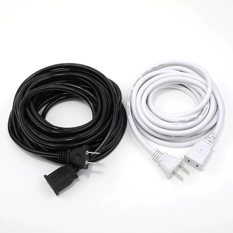 Two-core Power Cord Extension with Dual Outlet for Mobile Devices and Fans