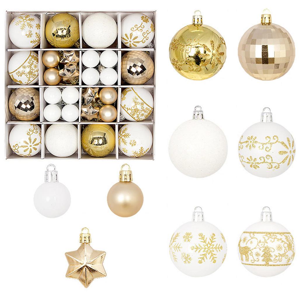 New Christmas Ball Decoration Gift Box Set Painted Electroplated 44pcs Round Ball Special-shaped Christmas Ball Pendant