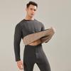 1.1KG Men's Winter Wool Thermal Underwear Set - Quilted, Velvet-Lined Mid-Collar for Cold Weather Comfort.