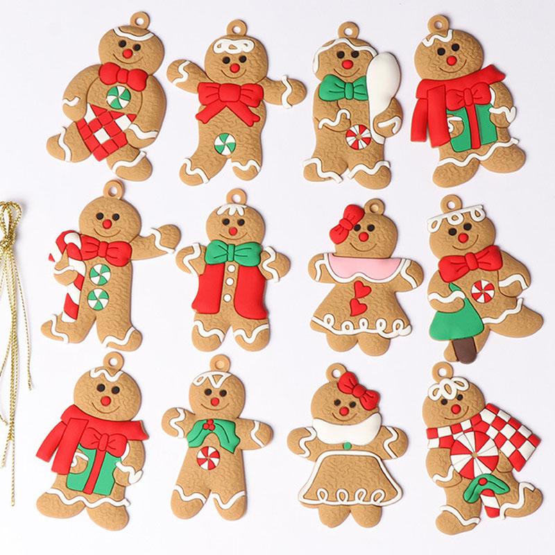 Очаровательный Декор Популярная Рождественская Елка 12 Шт. Орнамент Рекламный Пряничный Человечек Рождественская Елка Красота Подвеска Великобритания Висит