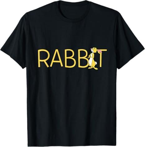 Winnie The Pooh Rabbit Lettering Black Tshirt
