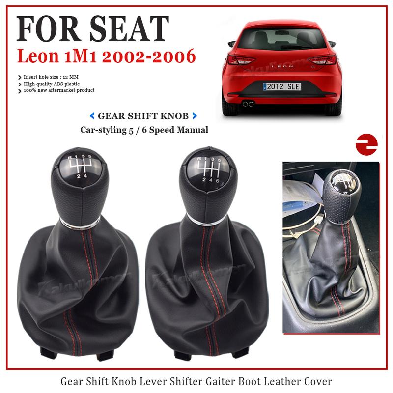 5 6 Speed 12mm Leather Car Gear Shift Knob with Boot For Seat Leon 1M1 2002 2003 2004 2005 2006 Shift Knob Lever Stick