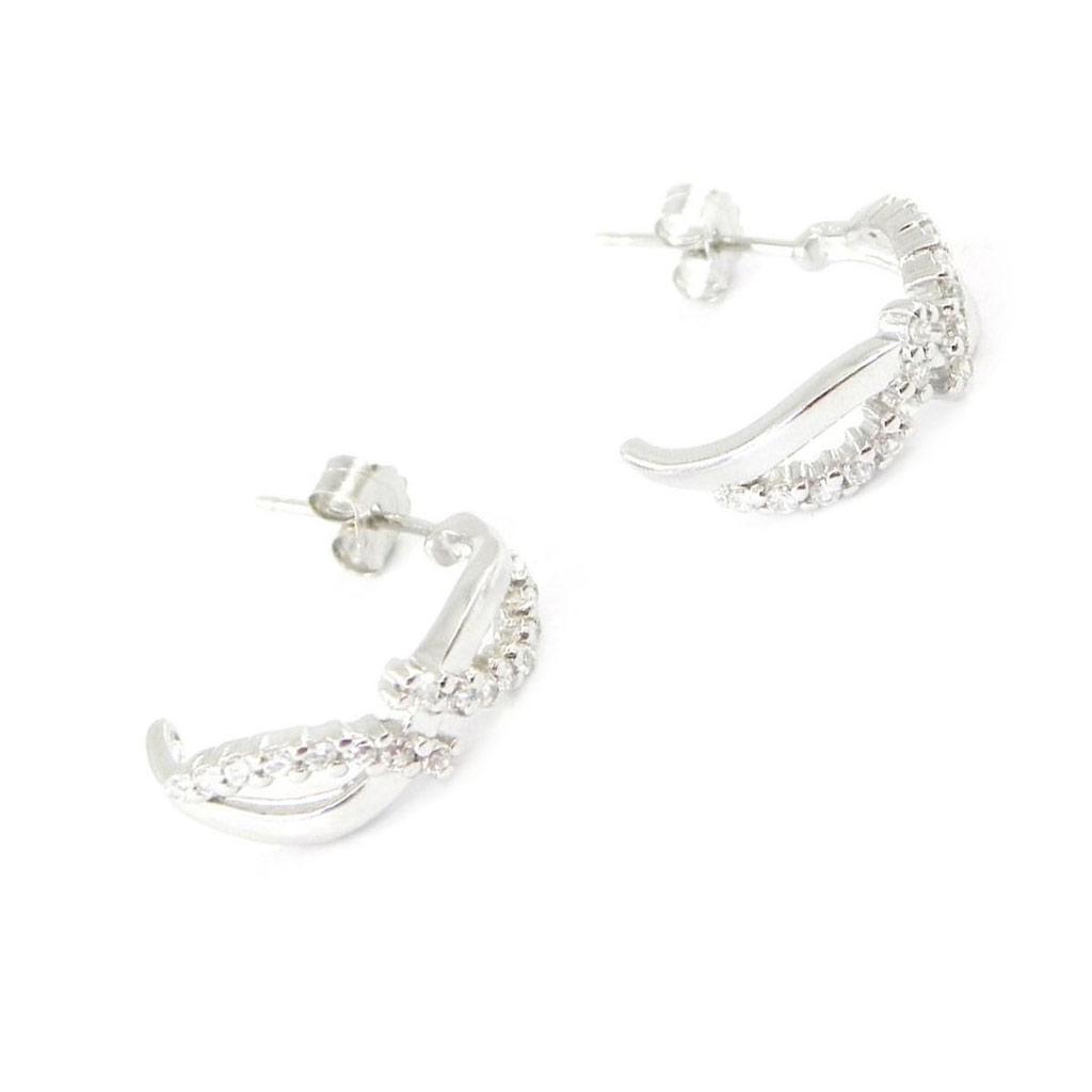 Les Trésors De Lily [E0258] — Белые серебряные серьги-кольца «Богиня»