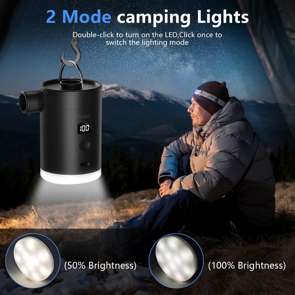 4000mAh Mini Air Pump Portable with LCD Lantern Rechargeable for Camping Air Mattress