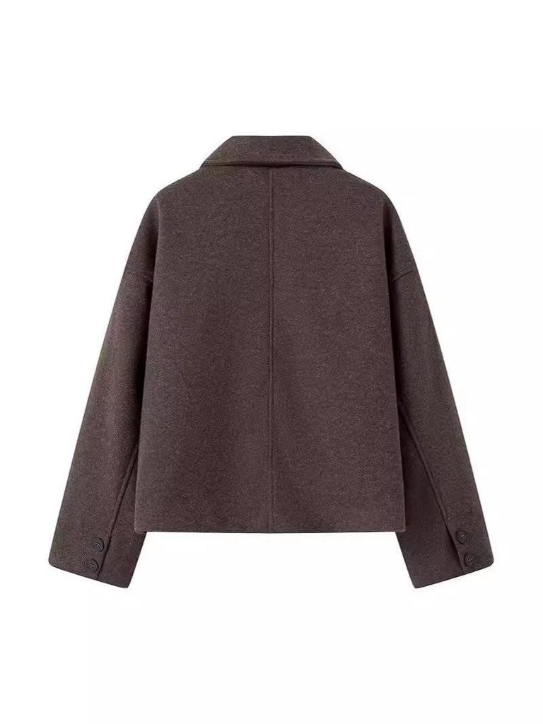 Женское повседневное шерстяное пальто однотонного цвета Осень/Зима 2024