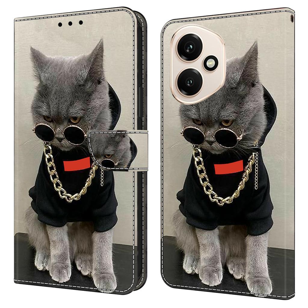 Для Honor 400 5G (Глобальный) Кожаный чехол с принтом, кошелек-подставка, откидная крышка для телефона