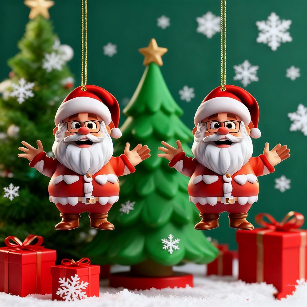 2D New Christmas Tree Decoration Pendant Santa Claus Acrylic Durable Material Xmas Gifts Home Decor Papai Noel Cosas Navideñas