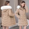 Winter Women New Elegant Parkas Midi Slim Fashion Korean Big Fur Collar Zipper Drawstring Classic All-match Warm Down Jacket