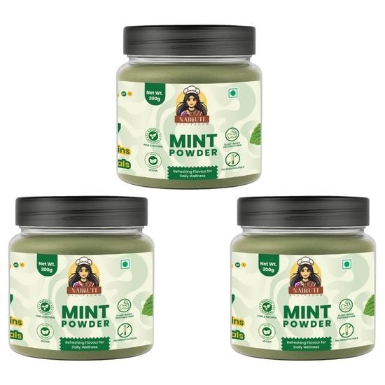 Nairuti Vyutpadan Mint Powder (Pudina Powder) 600g | 100% Pure Natural Mint | Refreshing Aroma for Tea, Chutneys, Raita, Snacks