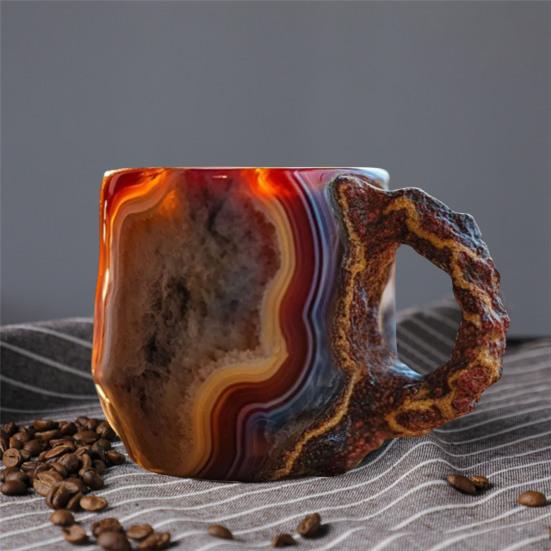 Минеральная хрустальная кружка для кофе, чашка для воды, новинка, кружки для напитков, цветная полупрозрачная кружка для чая для горячих напитков, элегантный рождественский подарок для домашнего офиса