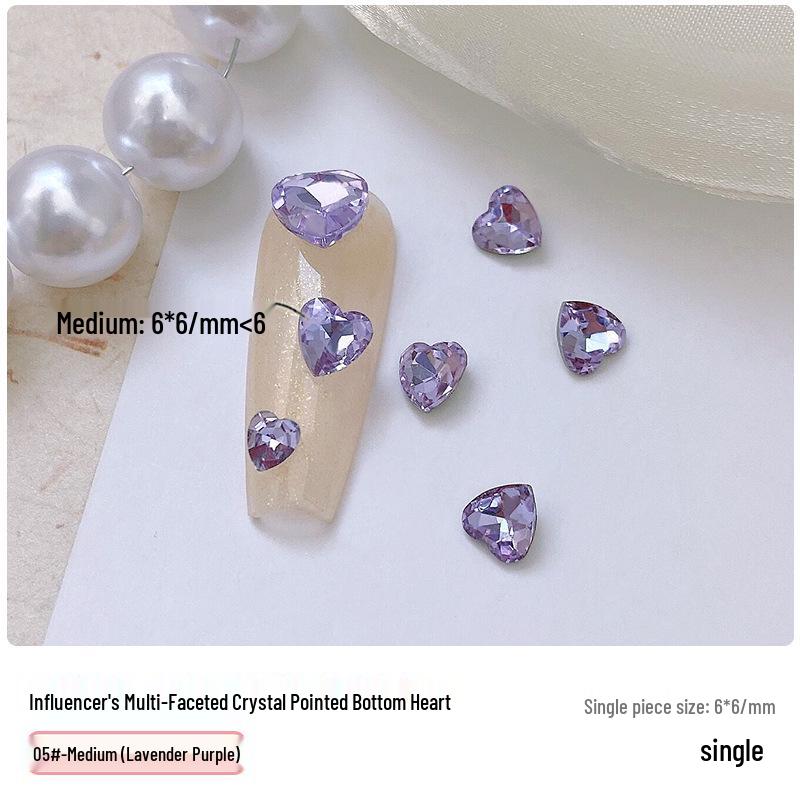 Heart Rhinestone Nail Art Accessories: Super Shiny Crystal Glass In Iridescent Peach, Small & Large Sizes