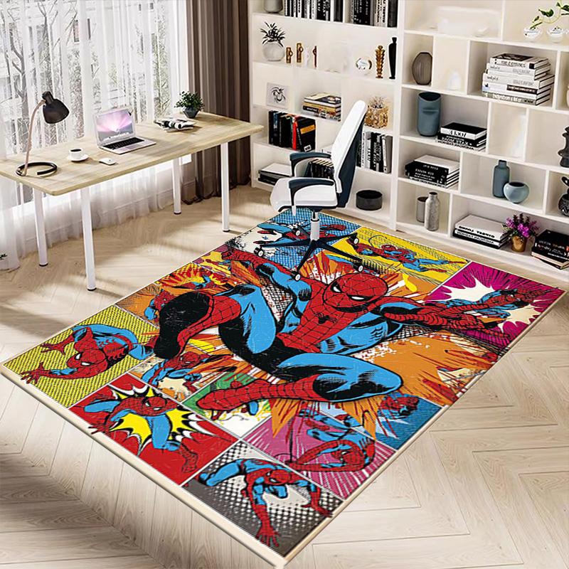 Spiderman Comic Panels Carpet For Playroom Bedroom Living Room Sofa Home Decorkids Game Area Rug Nonslip Floor Mat