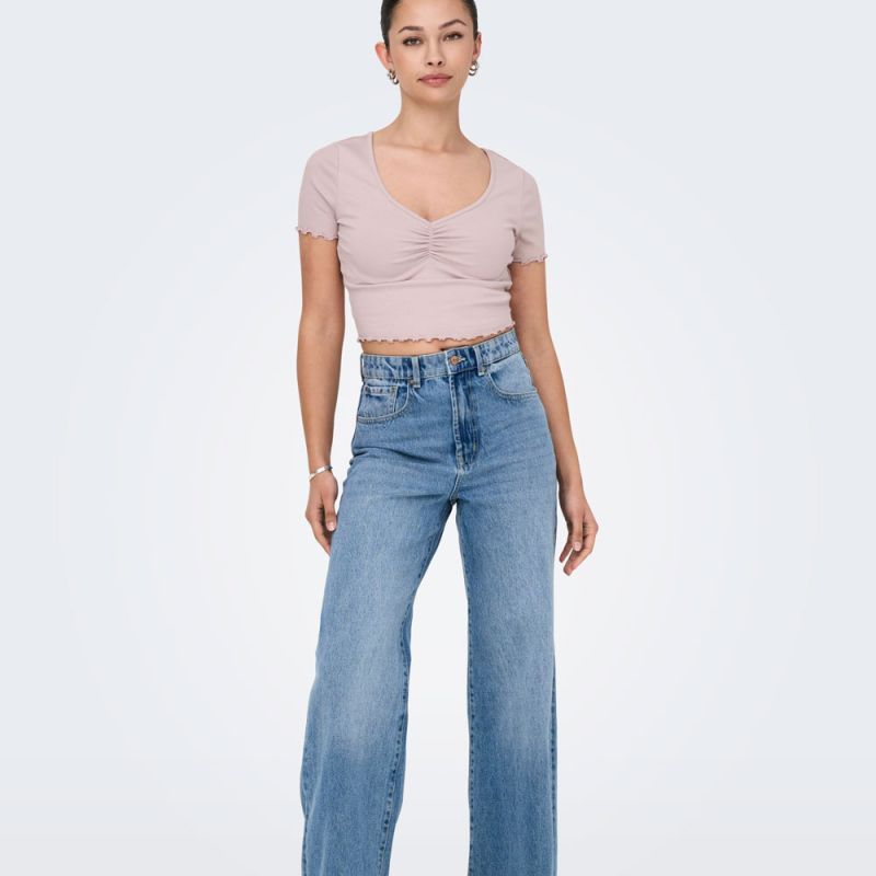 Топ кроп betty col с короткими рукавами Женский ONLY