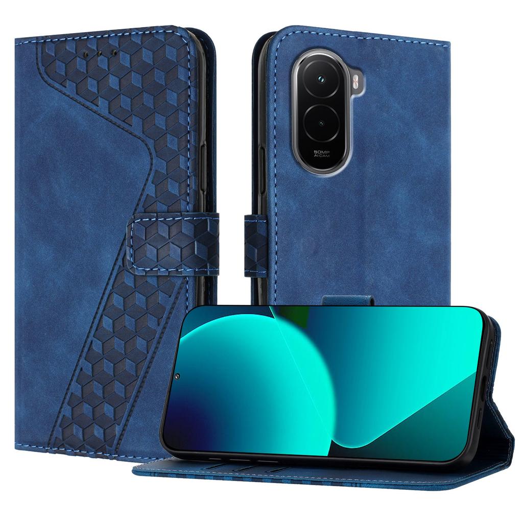 Для Xiaomi Poco M7 4G (169 мм) Кожаный чехол с 7-образным узором, кошелек-подставка, противоударный чехол для телефона