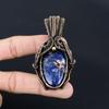 Содалит драгоценный камень ручной работы из чистой медной проволоки обернутый кулон ювелирные изделия для женщин