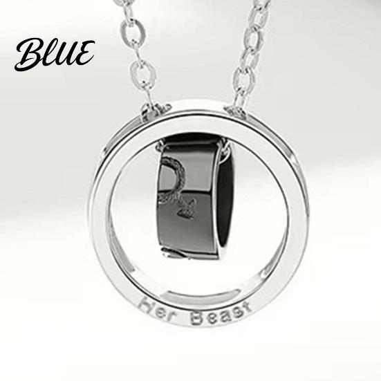 Symbolic Love Necklace Ring Charm Couple Dual Rings Pendant Her
