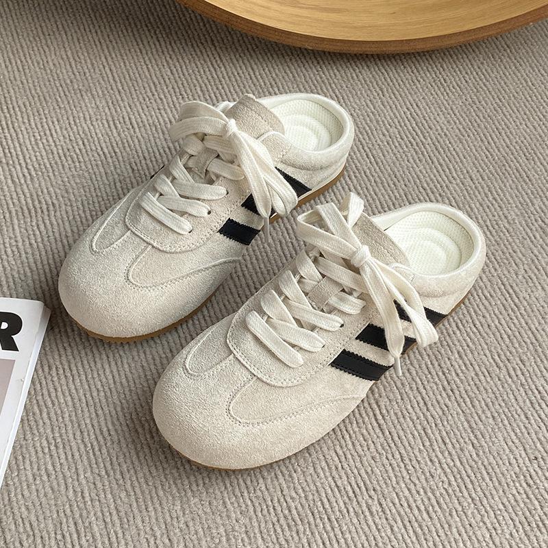 Баотоу полутапочки женские летние 2025 новые супер огонь без каблука желтые немецкие тренировочные туфли ленивые на одной педали женская обувь