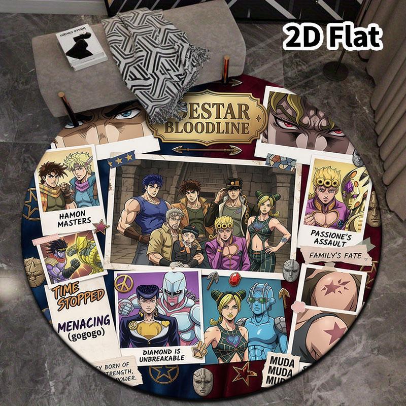 Ковер круглый ковер JoJo's Bizarre Adventure для гостиной, спальни, дивана, игровой комнаты, нескользящий коврик для пола