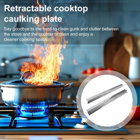2 шт., нержавеющая сталь, заглушки для зазоров в плите, термостойкая защита для плиты, регулируемая длина, заполнитель зазоров в плите для кухонной духовки, комплект для отделки столешницы