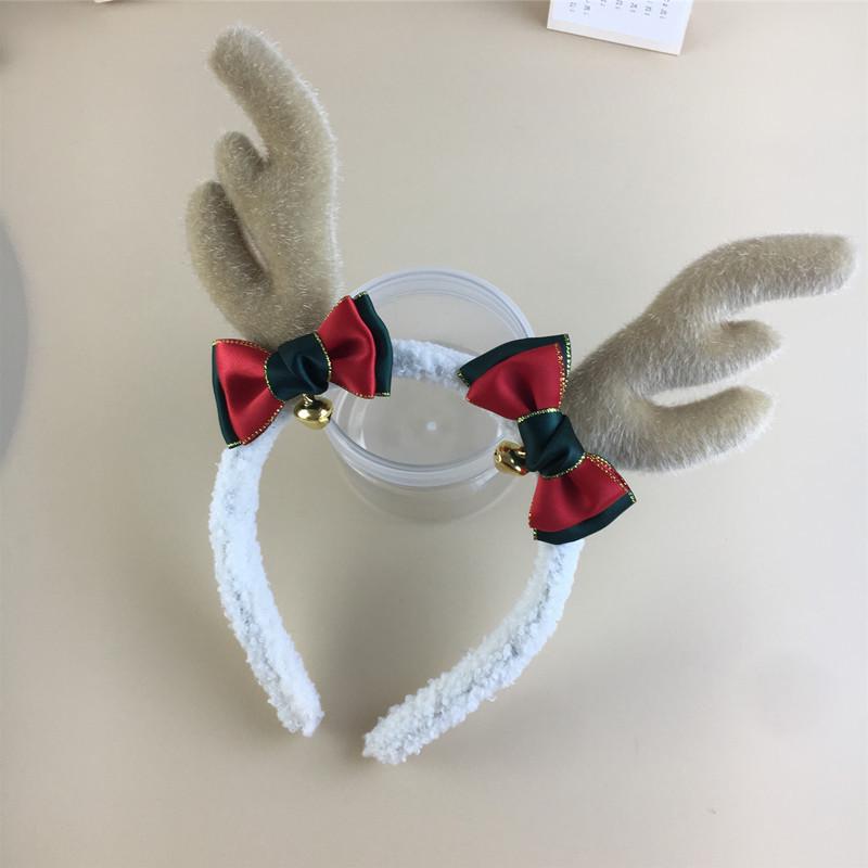 Reindeer Antler Christmas Bow Headband & Hair Clip Set