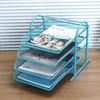 Four Layer Metal Mesh Office File Rack Desktop Organizer