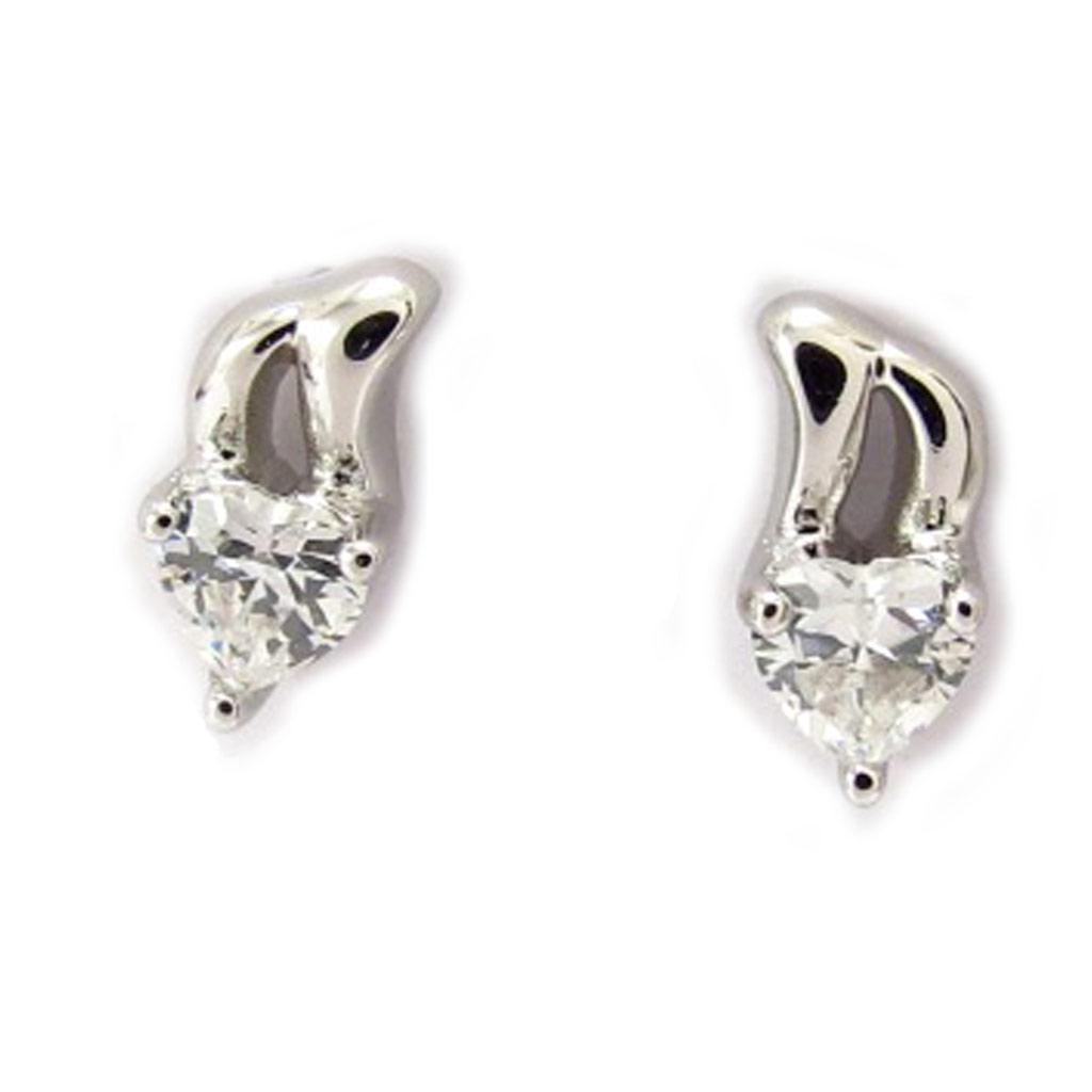 Les Trésors De Lily [K4672] - White 'Love' Silver Earrings