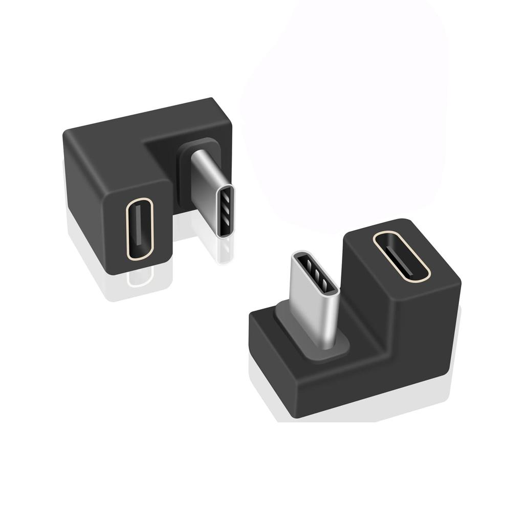 Набор из 2 шт. USB C Male на Female Г-образный адаптер 10 Гбит/с Высокоскоростная передача данных Преобразователь зарядки для ноутбука телефона 3