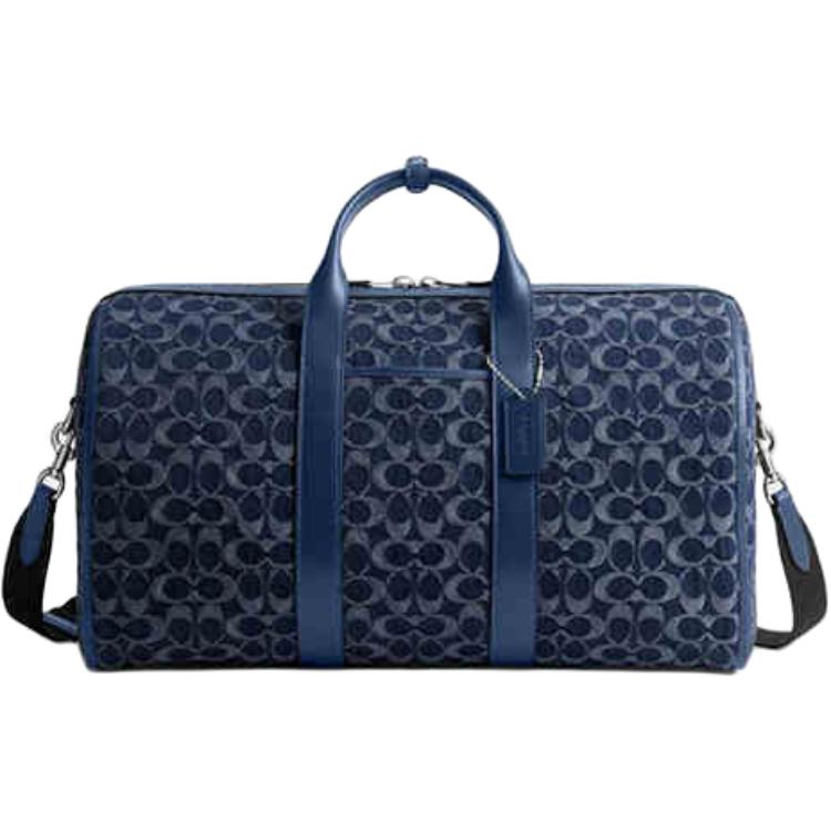 Coach Gotham 45 Classic Logo Print Fabric Shoulder Crossbody Travel Bag Men Bags Dark-Blue CAS28-DEB