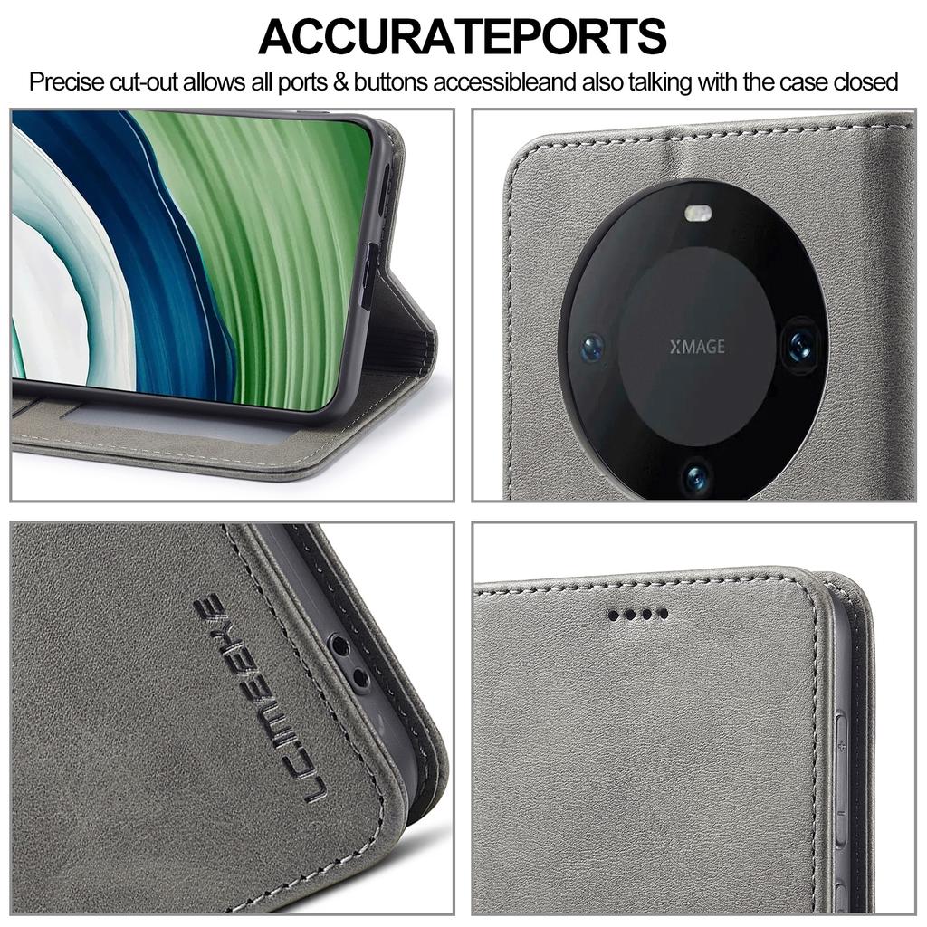 LC.IMEEKE Для Huawei Mate 60 Pro+/Mate 60 Pro Чехол для телефона с текстурой телячьей кожи, PU кожа, подставка, обложка-кошелек