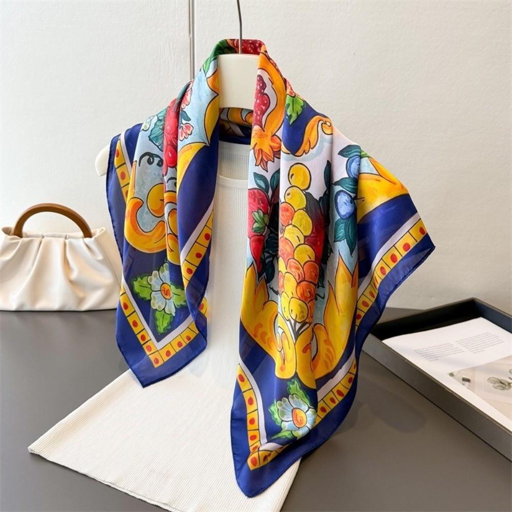 Soft Imitation Silk Scarf Square Neckerchief Fashion Headscarf Beach Travel