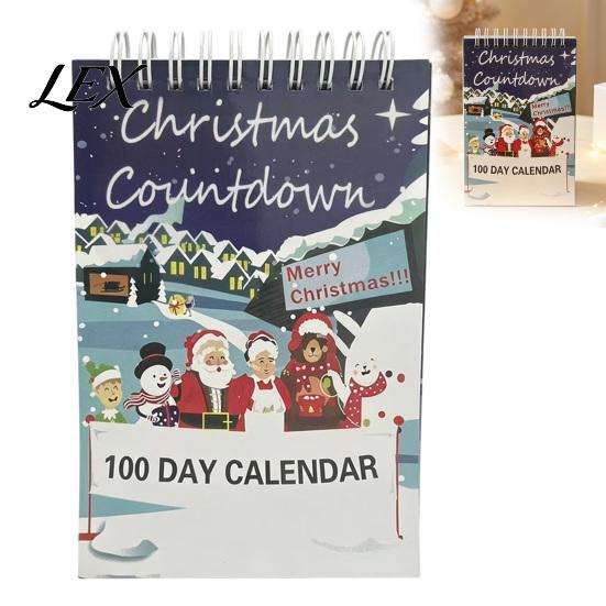 Christmas Countdown Calendar 2027 Advent Calendar, 100 Days Desktop Daily Page Turning Paper Flip Desk for Home Office Decor Seasonal Gift Friends