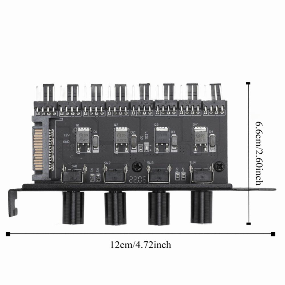 12V PC Cooling Fan Controller 4 Knob Control PWM Fan Hub Fan Speed Controller PC System Cooling