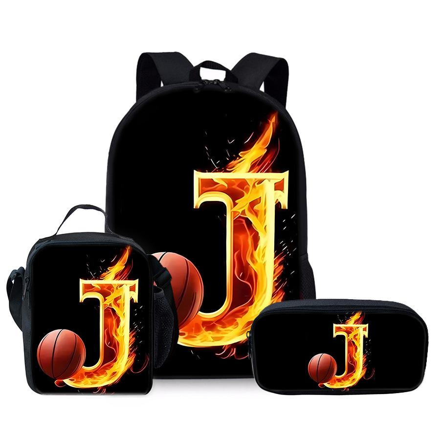 Trendy Popular Novelty Basketball numbers 3D Print 3pcs/Set Student School Bags Laptop Daypack Backpack Lunch bag Pencil Case