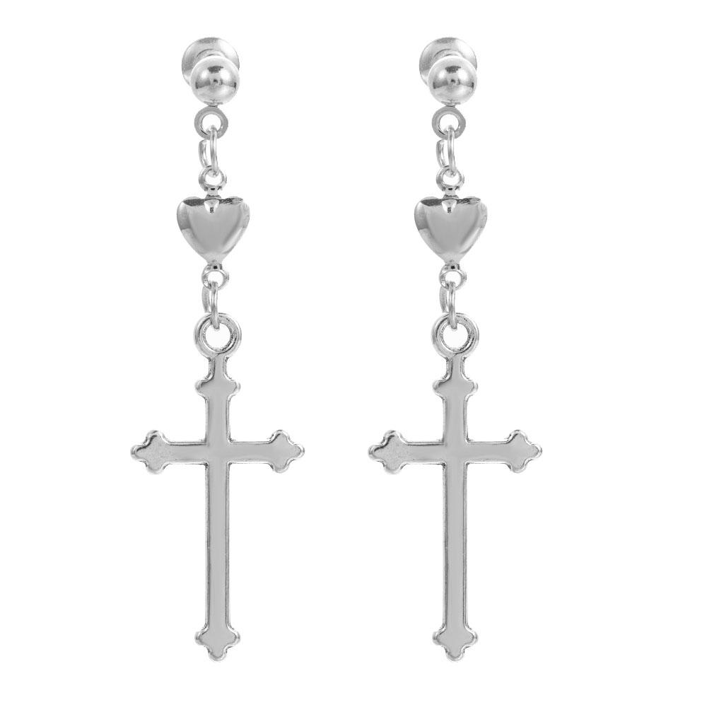 Мода Мужчины Женщины Металл Обруч Крест Подвеска Висячие Серьги Пусеты Вечеринка Панк Серьги Циркон длинные серьги