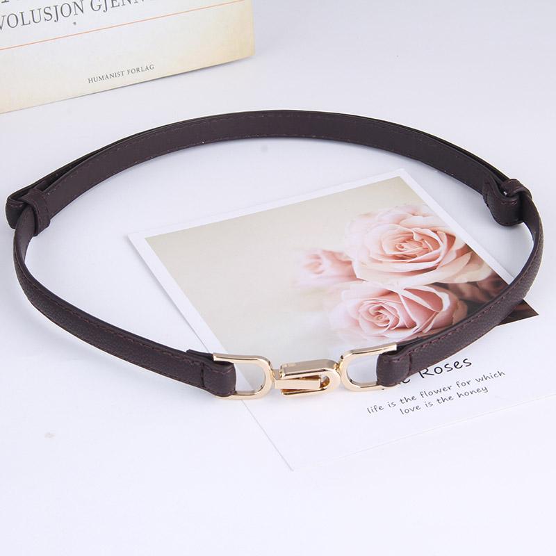 Retro Thin Adjustable Women PU Leather Belt Wild Black Ladies Female Skinny Dress Waist Belts Straps Gold Metal Buckle Wasitband