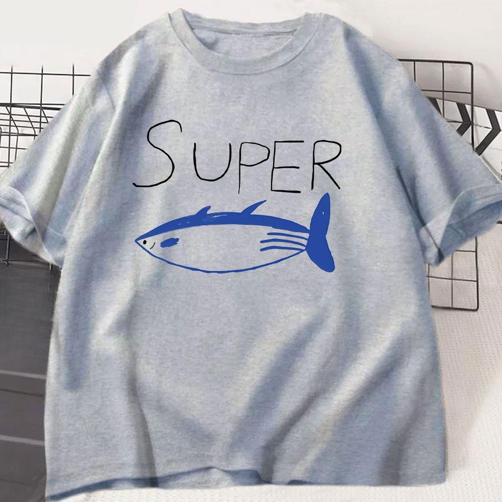 Kpop Korean Jin Super Tuna Fish T-shirts Fashion Vintage Short Sleeve T-shirt Men Women Clothing Cotton Casual Oversized T Shirt