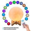 Moon Lamp 3D Print LED Night Light 16 Glowing Colors with Stand Remote Control Touch Control USB