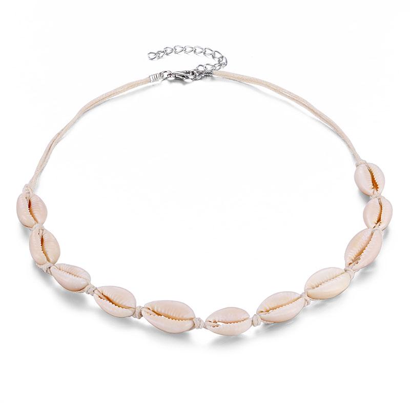 Fashion Black Rope Chain Natural Shell Necklace Collar Shell Necklace Summer Beach Gift Jewelry
