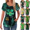 Женские топы Petal с коротким рукавом, летние рубашки с круглым вырезом St. Блузки с принтом ко Дню Святого Патрика для женщин, нарядные, повседневные