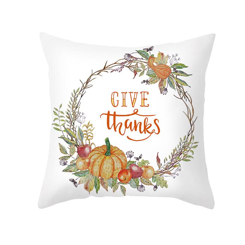 New Pumpkin Thanksgiving Pillow Cover Ins Nordic Peach Skin Printed Cushion Cushion Cover Home Products