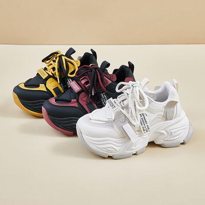Женские Повседневные Кроссовки в Стиле 'Dad Sneakers' Удобные Массивные Кроссовки на Платформе Беговые Кроссовки Нескользящие На Шнуровке Дышащие Обувь для Ходьбы Женская Тренировочная Теннисная Обувь