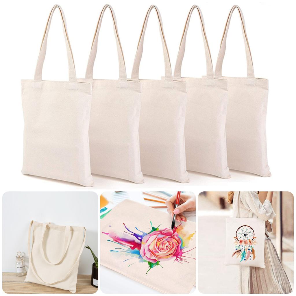 Folding Canvas Bag Reusable Shopping Bag Unisex Eco-Friendly Tote Bags Diy Shoulder Bag Grocery Handbag New