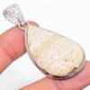 Natural Fossil Coral Gemstone Handmade 925 Sterling Silver Pendant 2.17" w2Z75