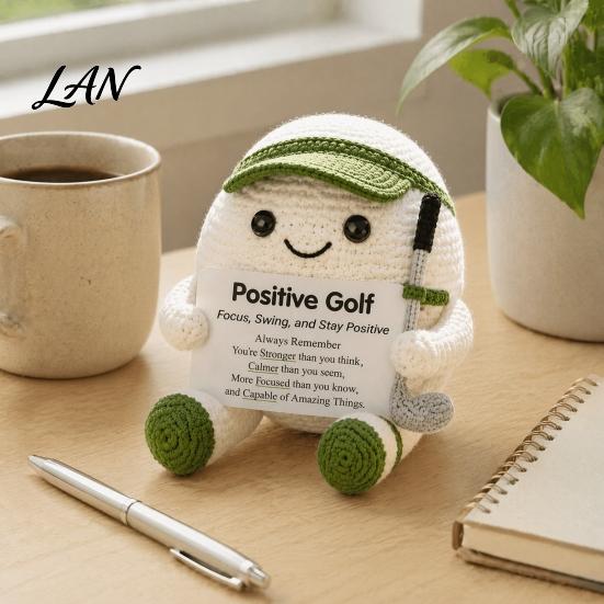 Pocket Sized Inspirational Gift for Athletes Knitted Positive Sports Ball Plush Emotional Support Doll with Hand Woven Encouraging Words Encouragement