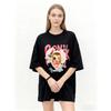 Oversized T-Shirt Black Graphic Print with Face and Text PORNik Casual Streetwear Fashion Statement Top for Women